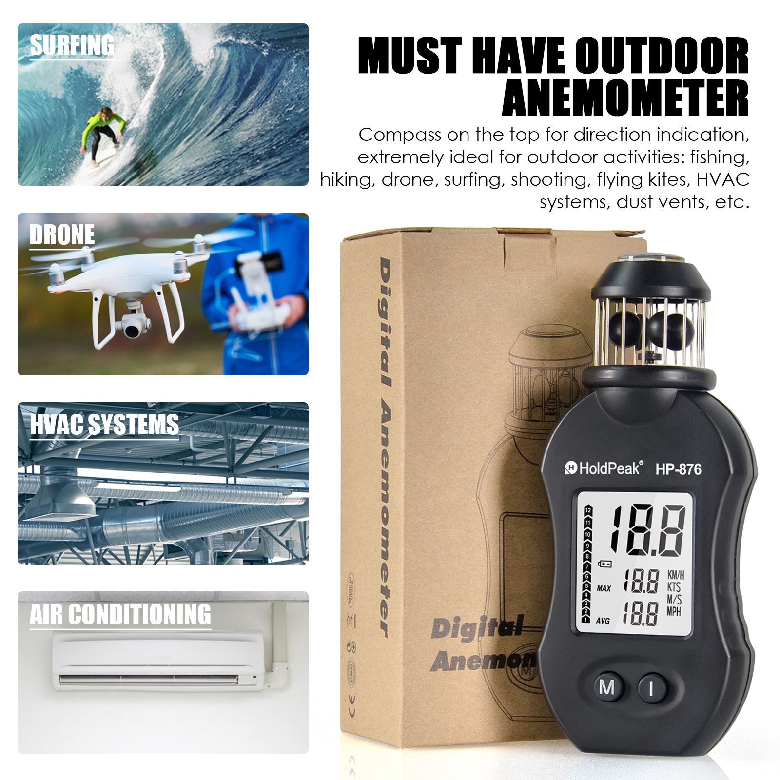 Weatherproof Cup Anemometer 36 - Kite Surf Bar Control ulasan dan harga