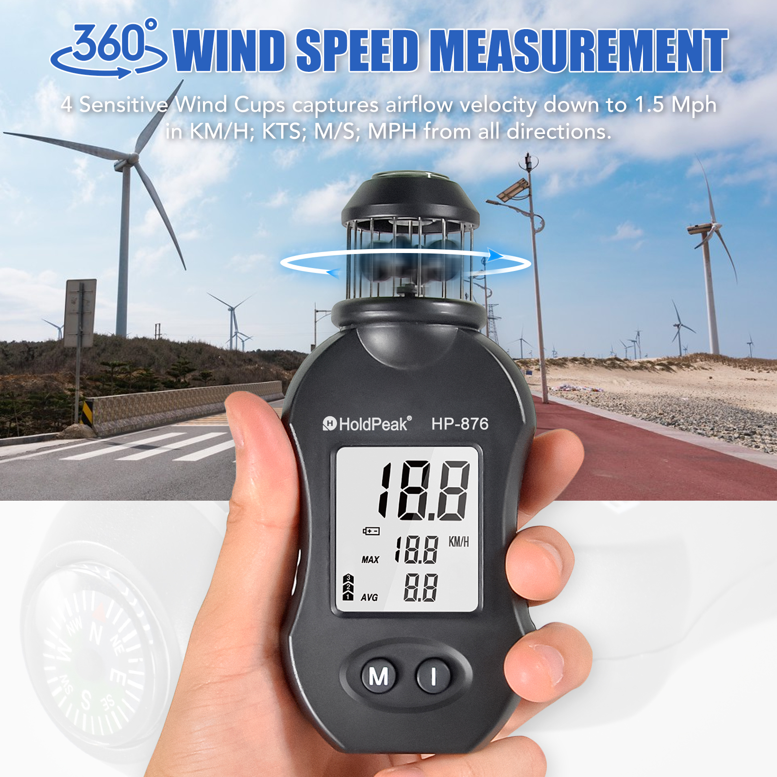 Weatherproof Cup Anemometer 36 - Kite Surf Bar Control ulasan dan harga